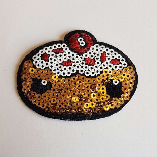 1x 6cm cake donut sequin hot-fix applique