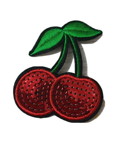 1x 8cm cherry fruit sequin hot-fix applique patch