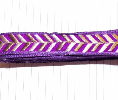 1m 27mm purple gold  jacquard embroidered ribbon