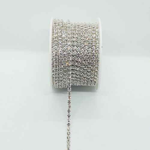 1m ss12/ 3mm close cup Crystal Rhinestone Chain clear silver