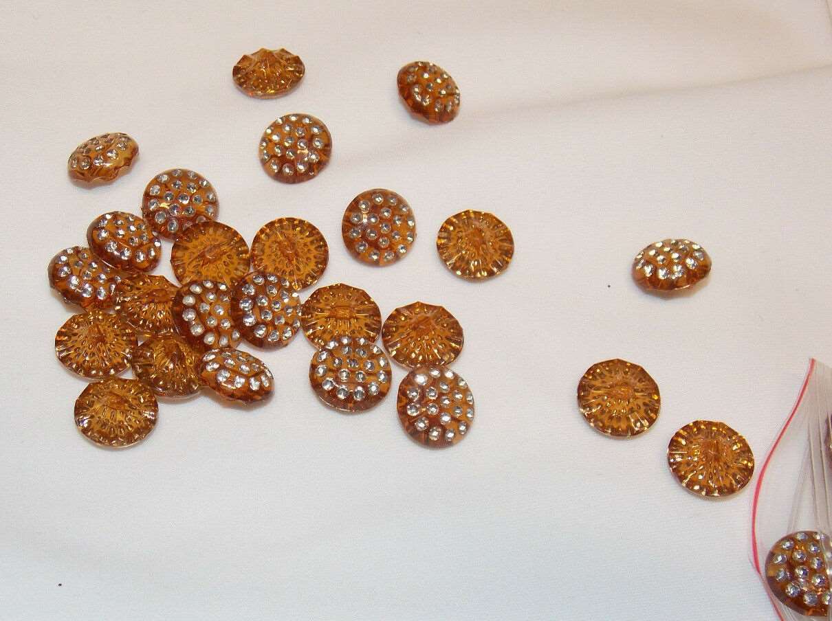 10x Coffee brown 13mm fancy plastic crystal shamballa button