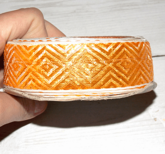 1m 28mm copper embroidered ribbon LIGHT WEIGHT lame