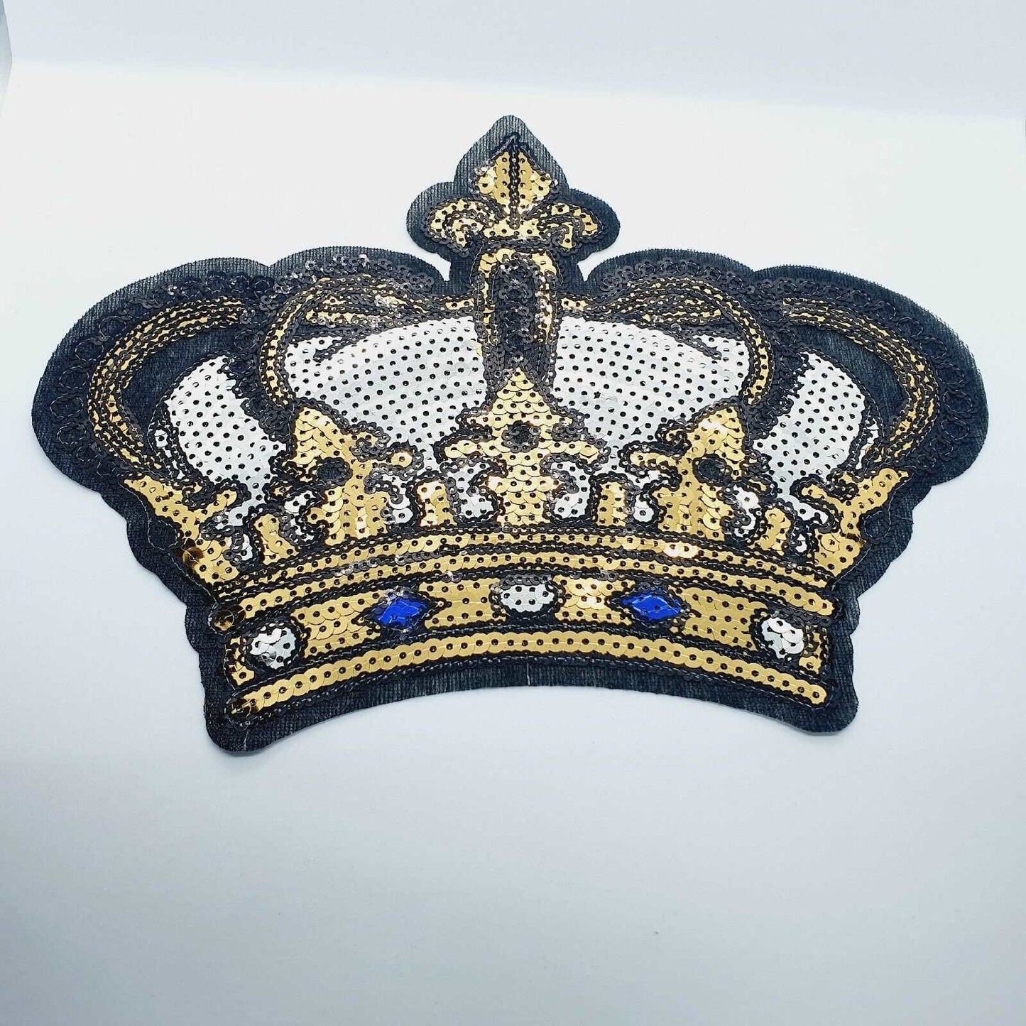 1x royal king queen CROWN sequin applique HOT-FIX