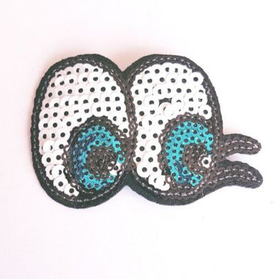 1x 7.5cm eyes sequin hot-fix applique