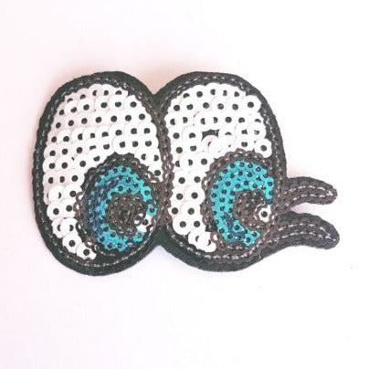 1x 8.5cm eyes sequin hot-fix applique