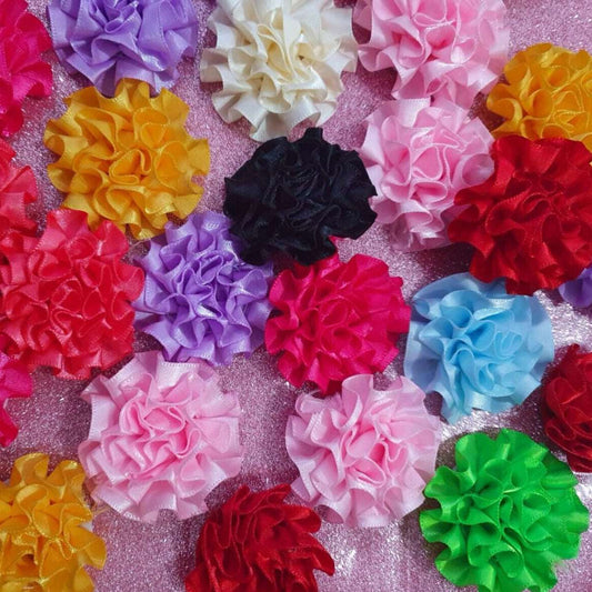 25x Multi coloured 4-5cm satin flower applique