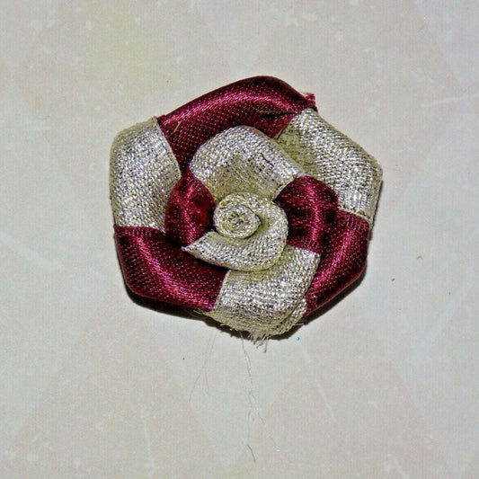 1x Gold glitter wine 4cm ribbon flower applique