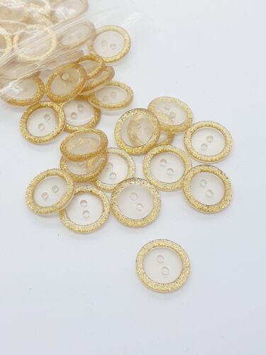 5x 18mm jacket coat shirt button sew on gold glitter edge