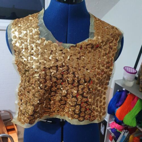 1x GOLD sequin applique patch/ collar/ neckline