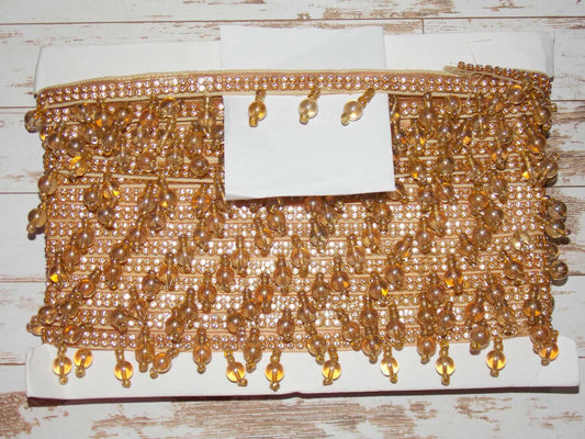 1m 2.8cm gold bead crystal rhinestone braid trim