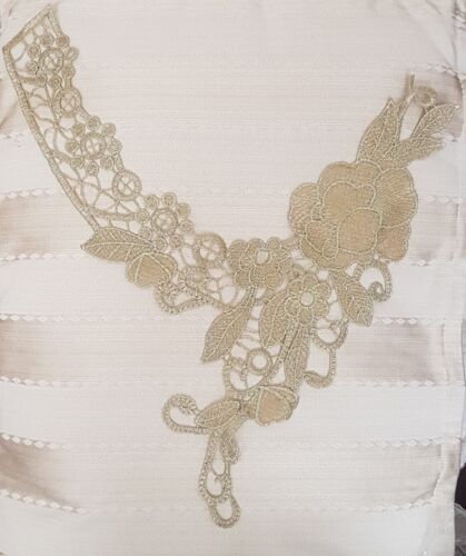 1x metallic gold embroidered net applique patch/ collar/ neckline