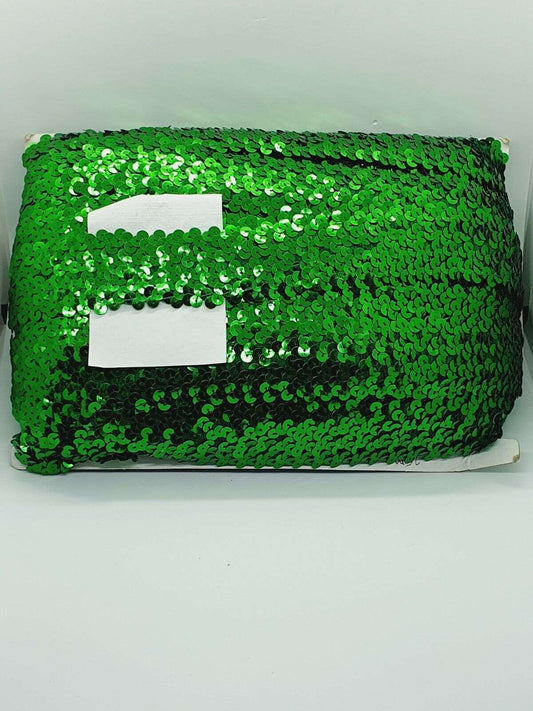 1m green sequin Stretch elastic Elasticated 4cm Trim