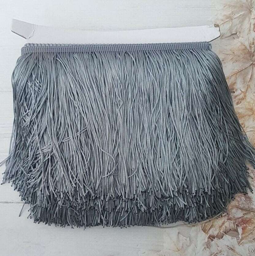 15cm drop grey silk fringe fringing