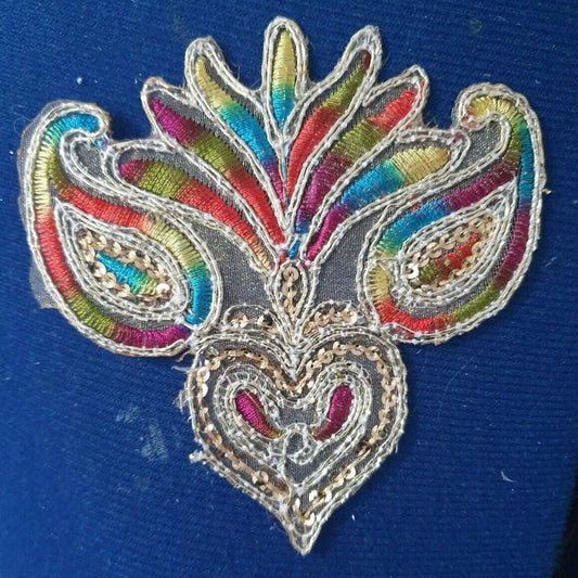 1x multi colour gold 9cm embroidered applique Indian patch