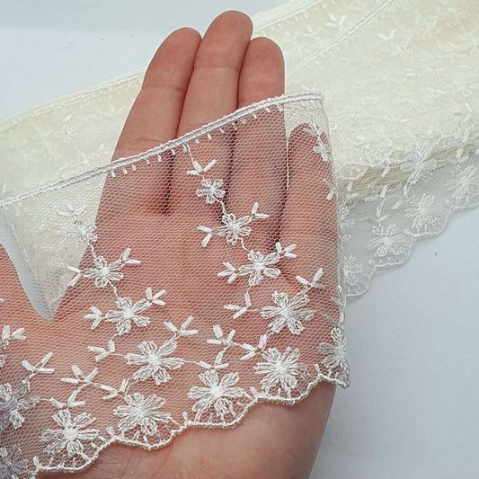 1m cm ivory embroidered net lace