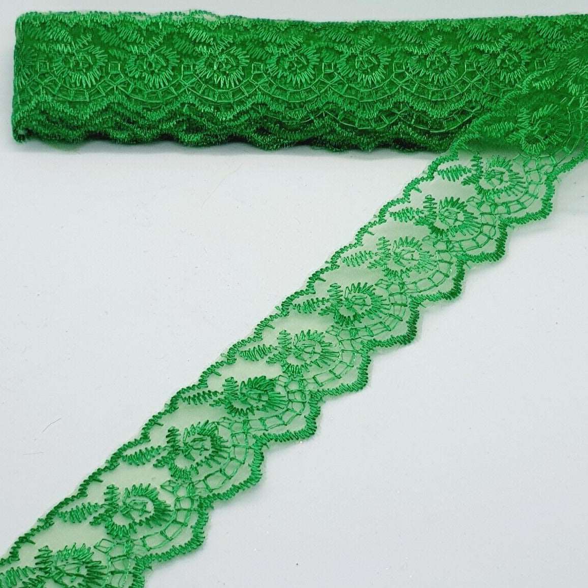 1m 4cm green embroidered lace ribbon