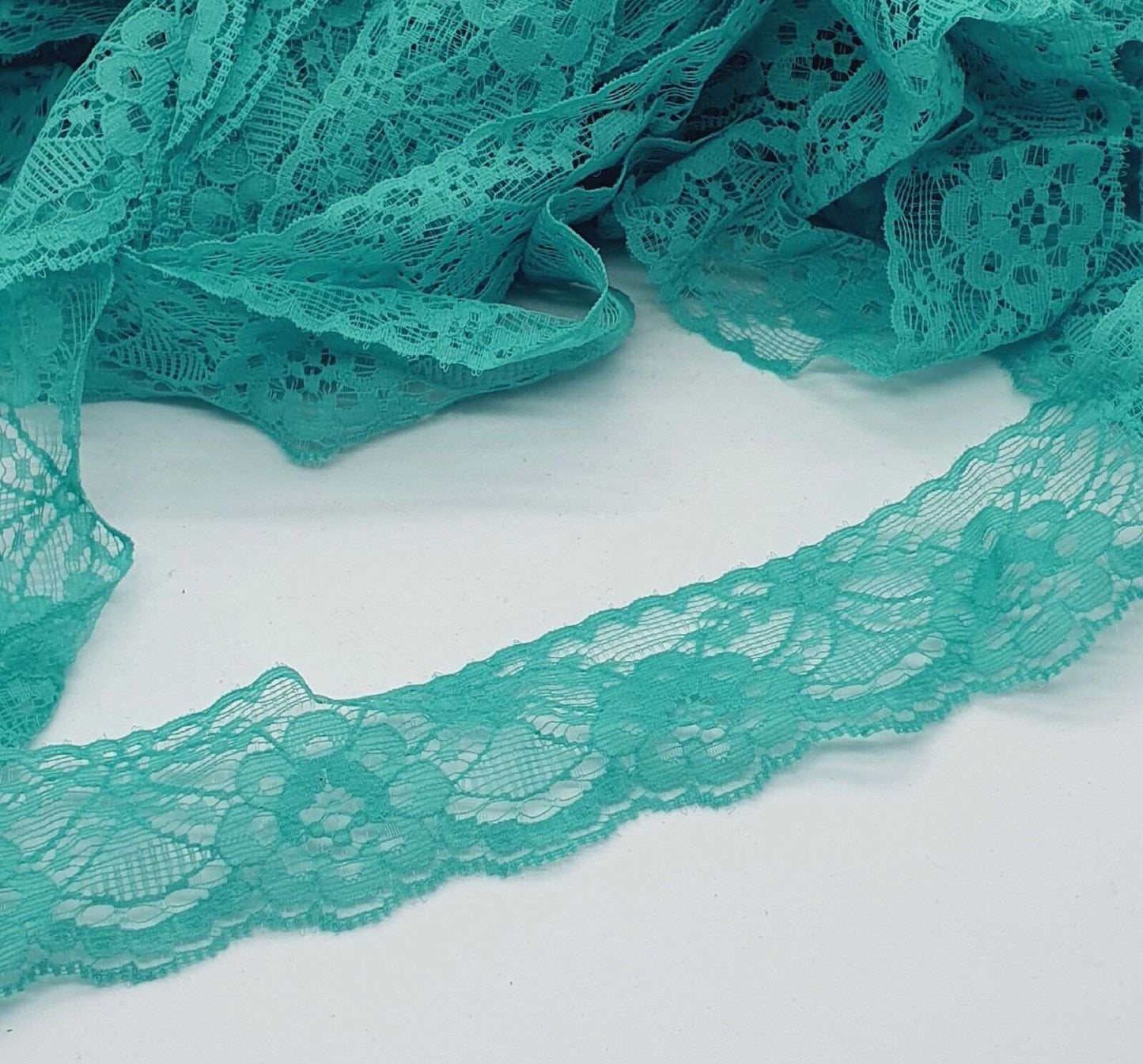 1m 4cm jade green embroidered lace ribbon