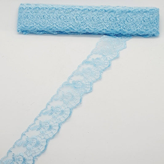 1m 4cm light blue embroidered lace ribbon