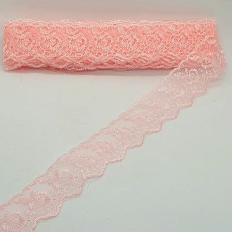 1m 4cm light pink embroidered lace ribbon