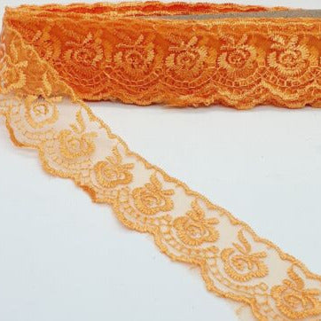 1m 4cm orange embroidered lace ribbon