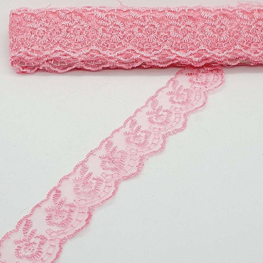 1m 4cm pink embroidered lace ribbon