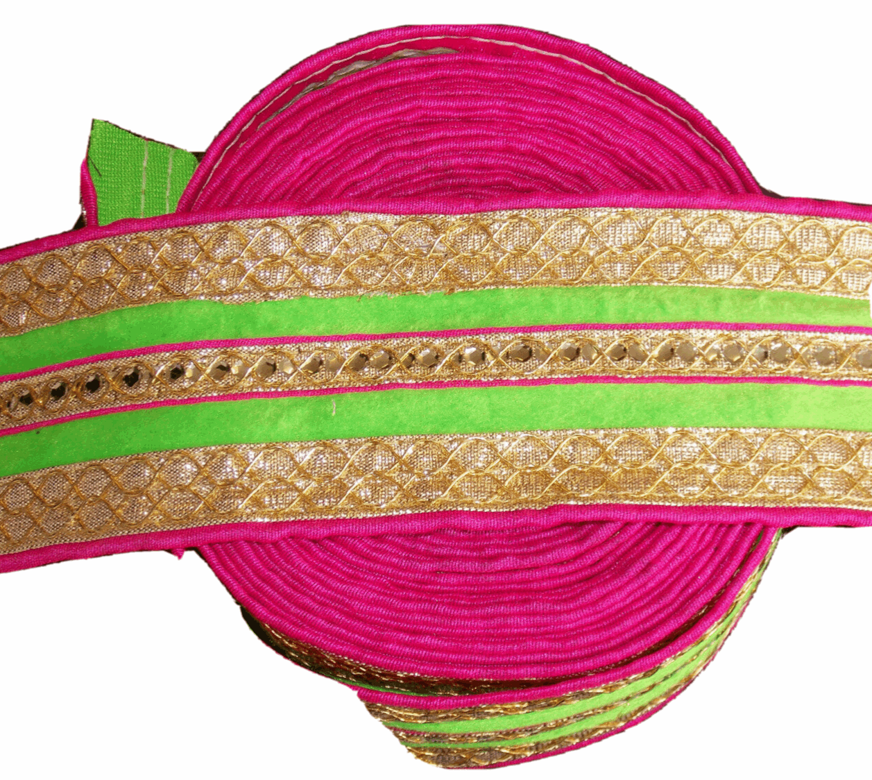 1m lime pink gold sequin ethnic embroidered ribbon trimming 7cm