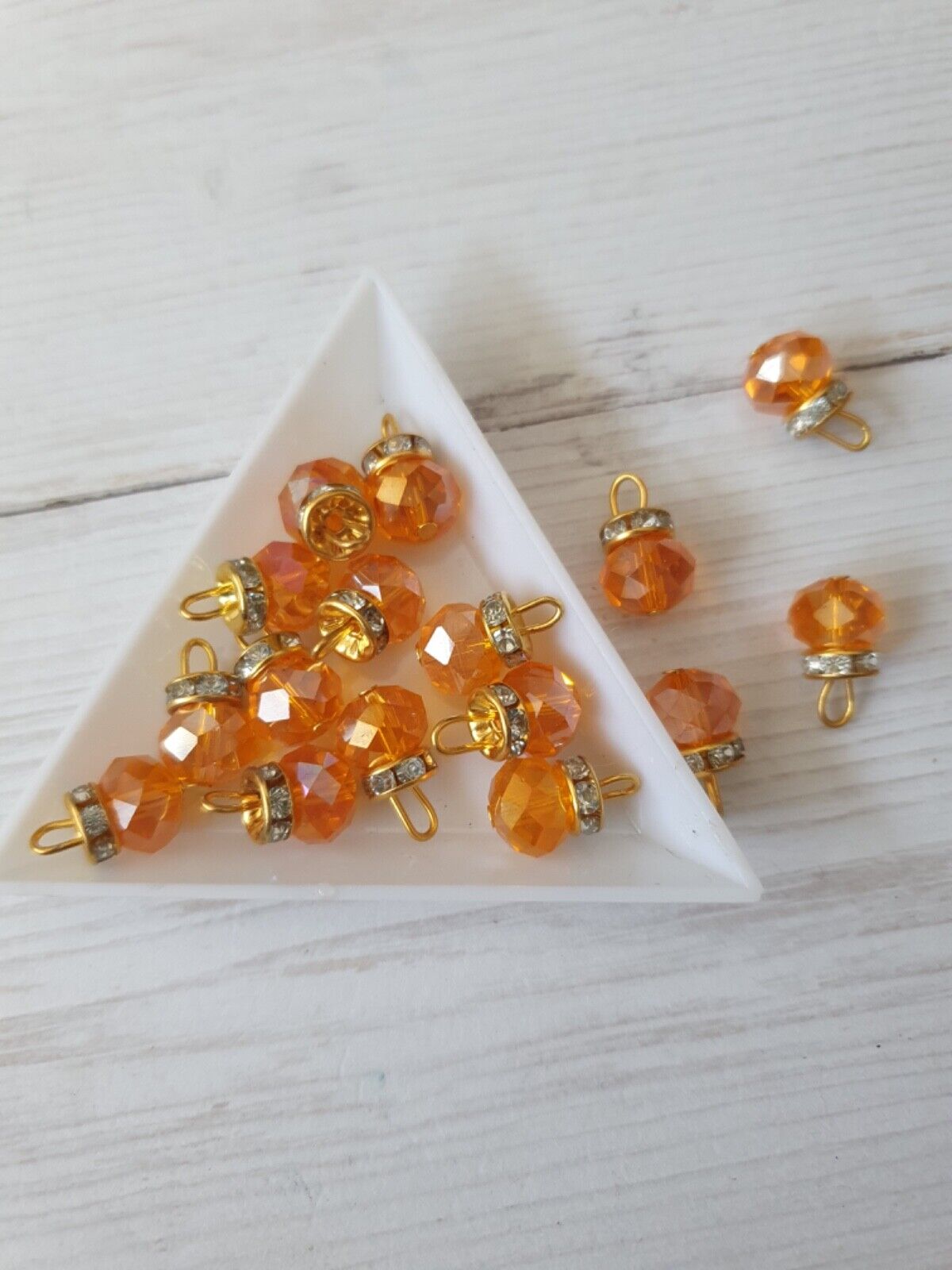 5x 15mm orange AB glass bead crystal gem dress button rhinestone