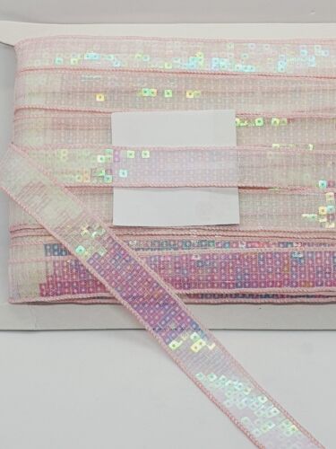 1m light pink AB sequin braid trimming net ribbon 2.2cm