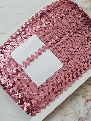 1m light pink sequin elastic Stretch Elasticated 12mm