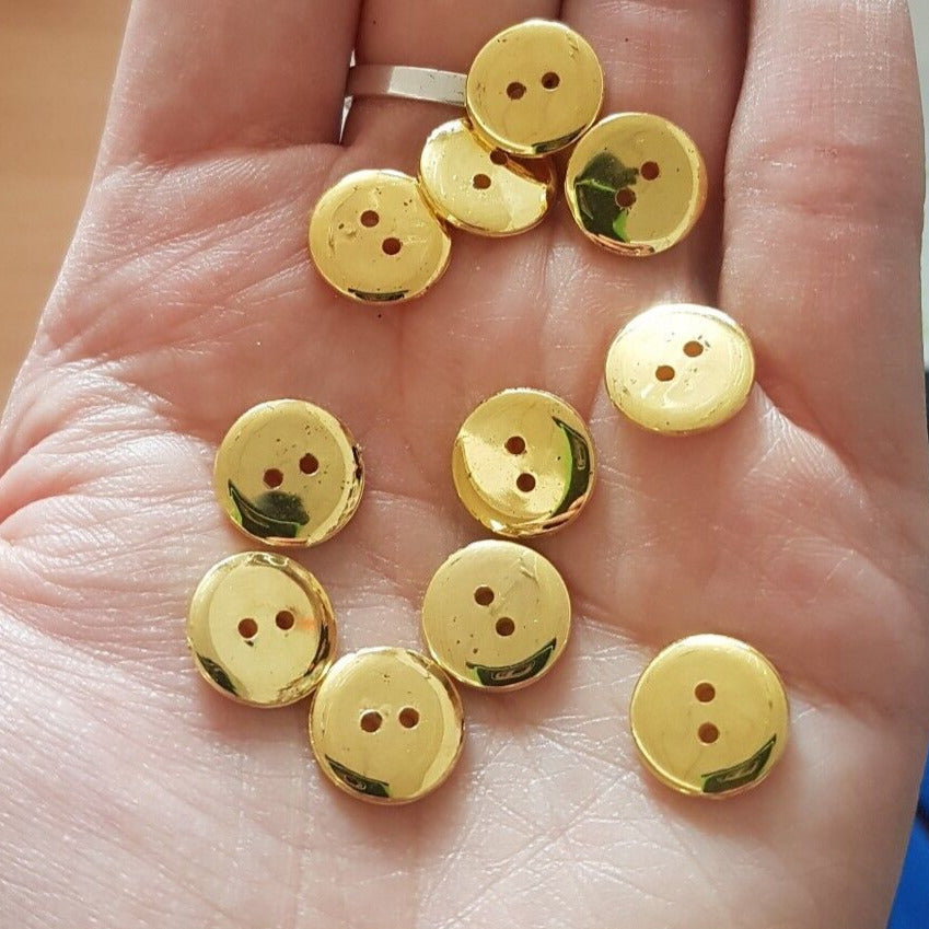 5x 12mm jacket coat shirt gold sew on button