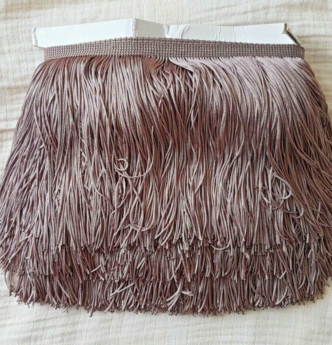 15cm drop mocha brown silk fringe fringing