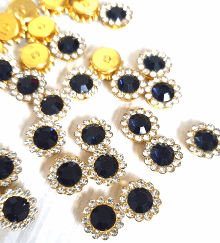 5x 12mm montana navy crystal gem sew on jewel rhinestone button