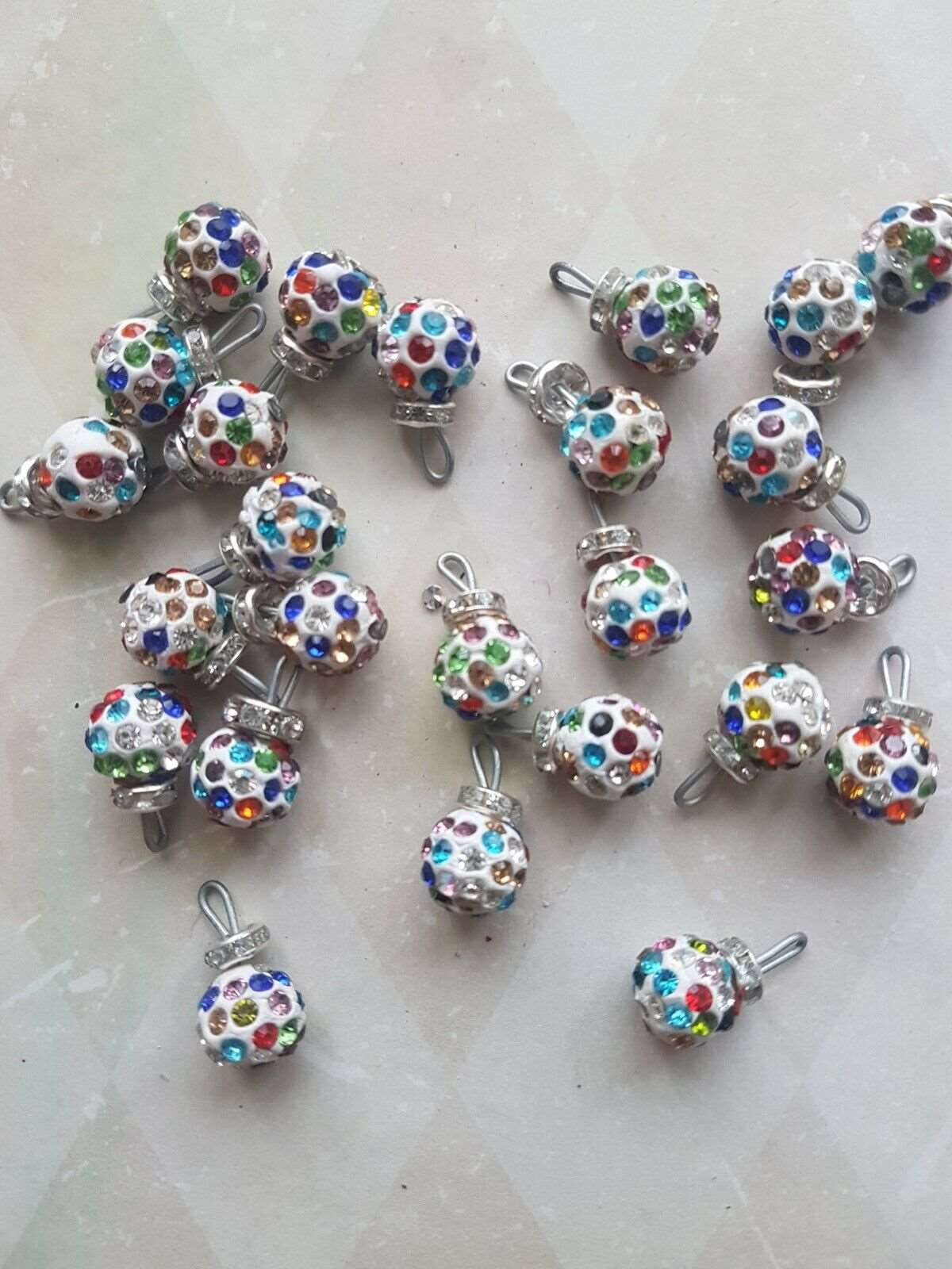 5x 15mm MULTI shamballa bead crystal gem dress button rhinestone