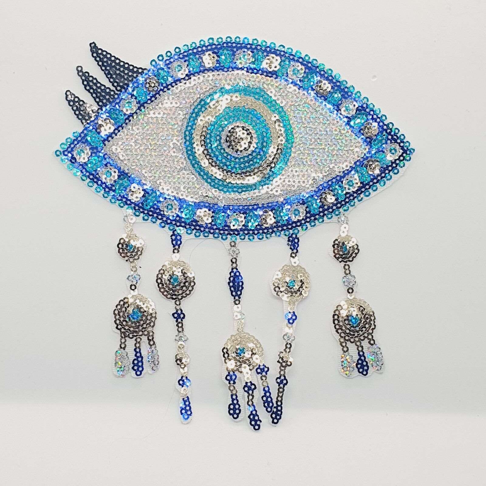 1x Turkish evil eye/ nazar sequin applique HOT-FIX 17.5cm