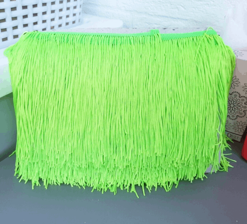 15cm drop neon lime green silk fringe fringing