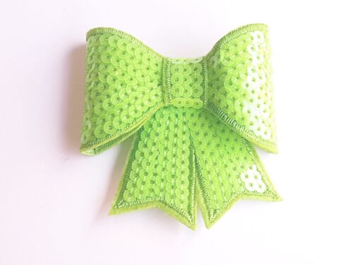 Neon lime green 3D bow hotfix iron on applique