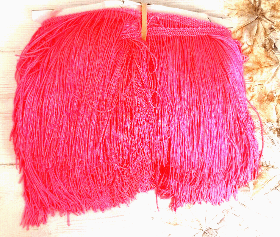 15cm drop neon pink silk fringe fringing