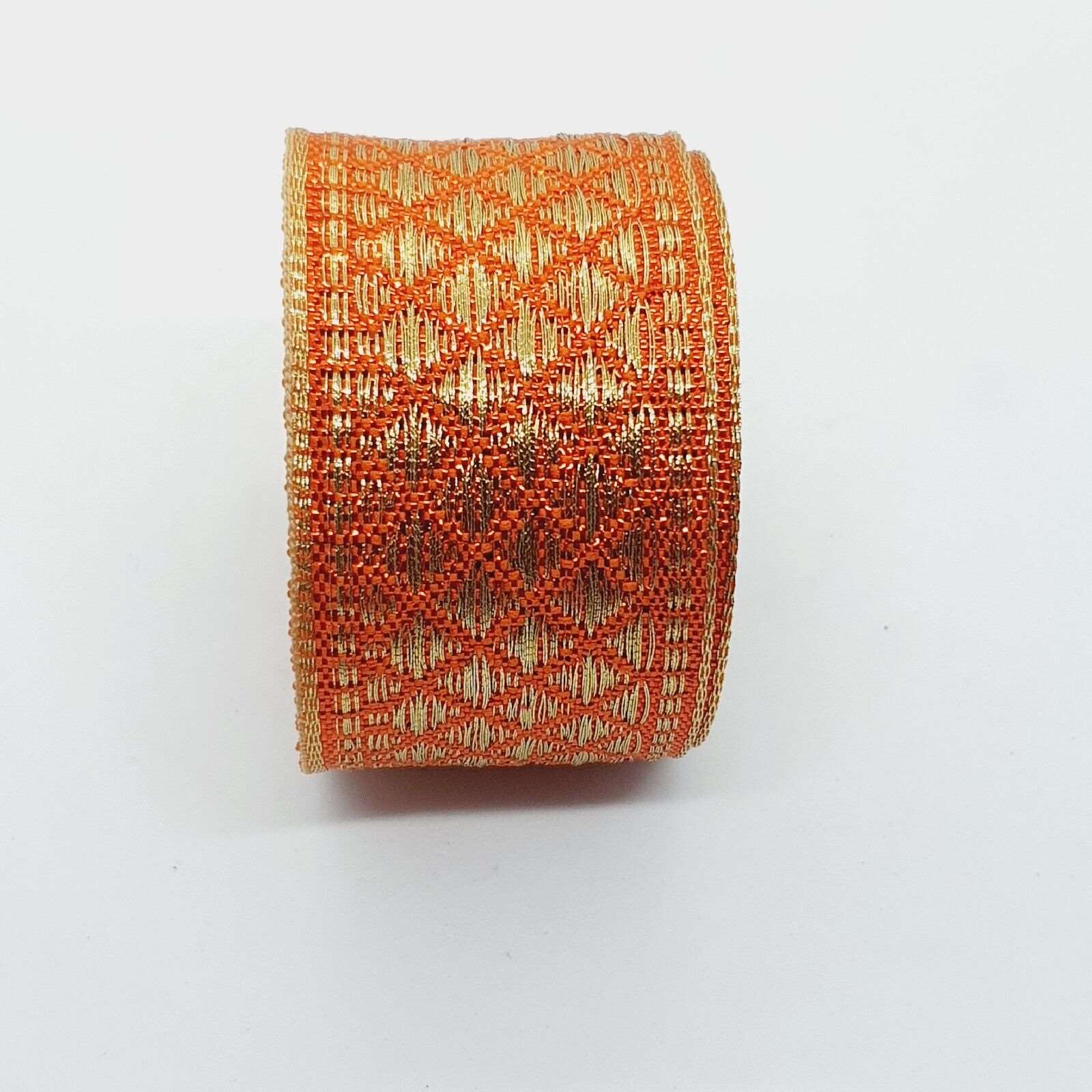 1m 30mm gold & orange  jacquard embroidered ribbon