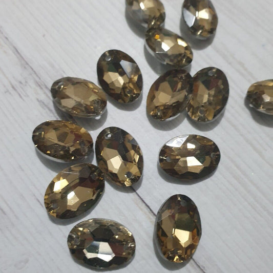 10x 18mm TOPAZ oval glass crystal gem SEW ON