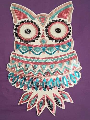 1x owl bird animal non hot-fix applique 33cm