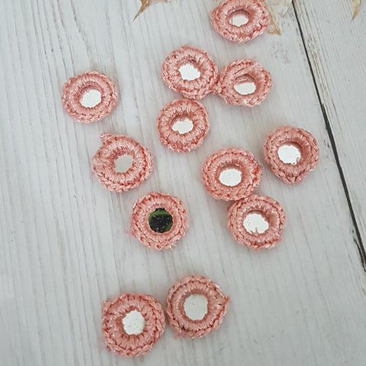 5x 1.6cm Peach craft shisha mirror applique