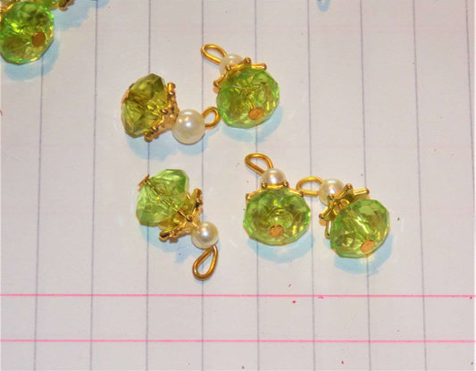 5x 15mm fancy glass PERIDOT GREEN crystal gem dress button jewel rhinestone