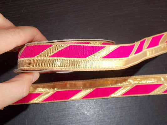 1m pink gold jacquard embroidered ribbon 23mm