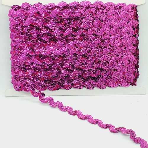 1m pink hologram sequin Ric rac wave braid trimming ribbon 18mm