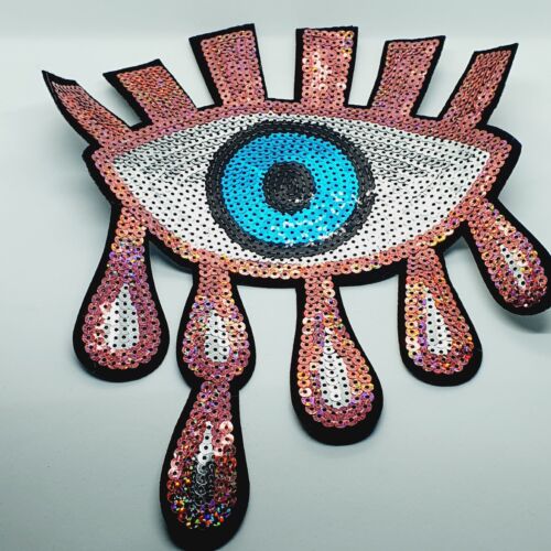 1x Turkish evil eye/ nazar sequin applique HOT-FIX iron on