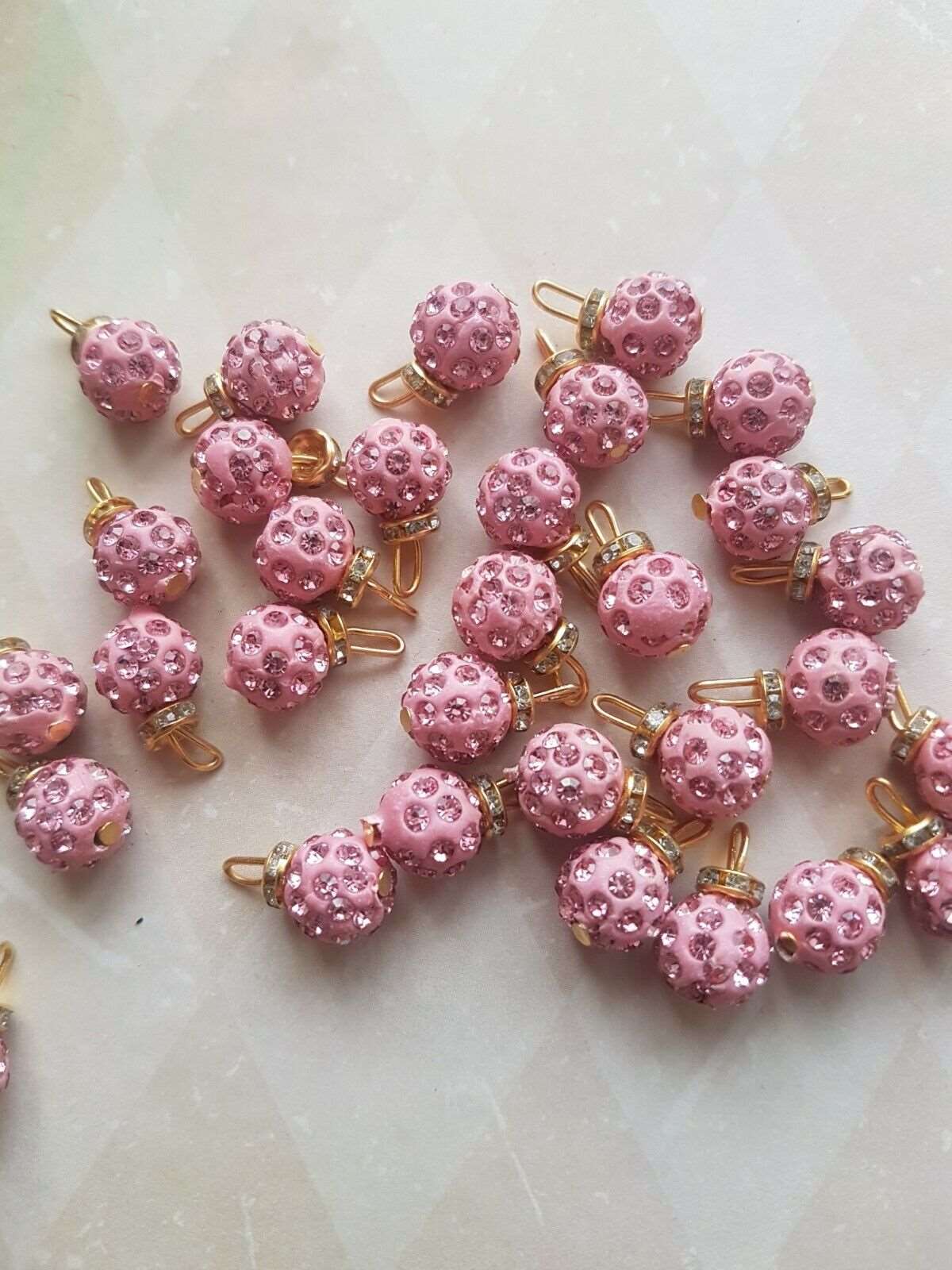 5x 15mm pink shamballa bead crystal gem dress button rhinestone