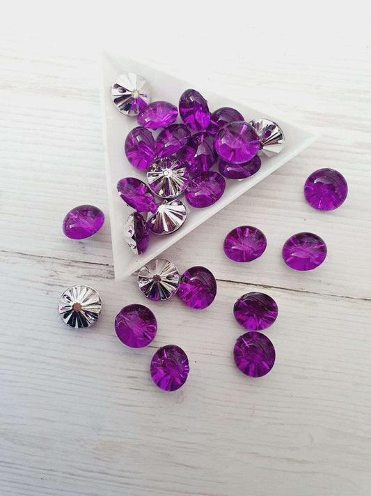 5x 12mm purple gem acrylic rhinestone dress coat shirt button