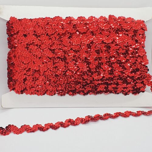 1m red sequin Ric rac wave braid trimming ribbon 18mm