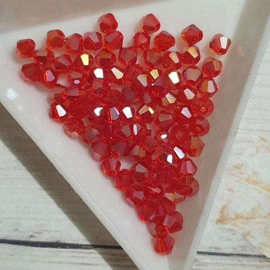 1x ~60 red AB 4mm bicone beads