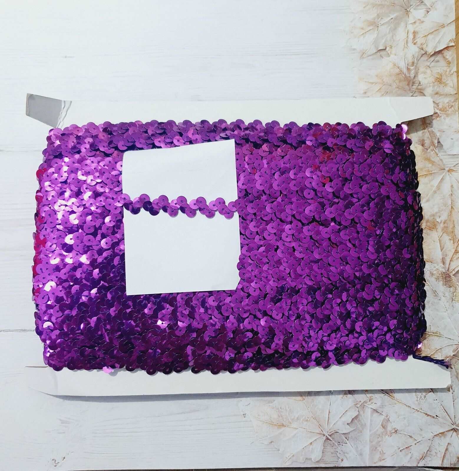 1m purple sequin elastic Stretch Elasticated 12mm